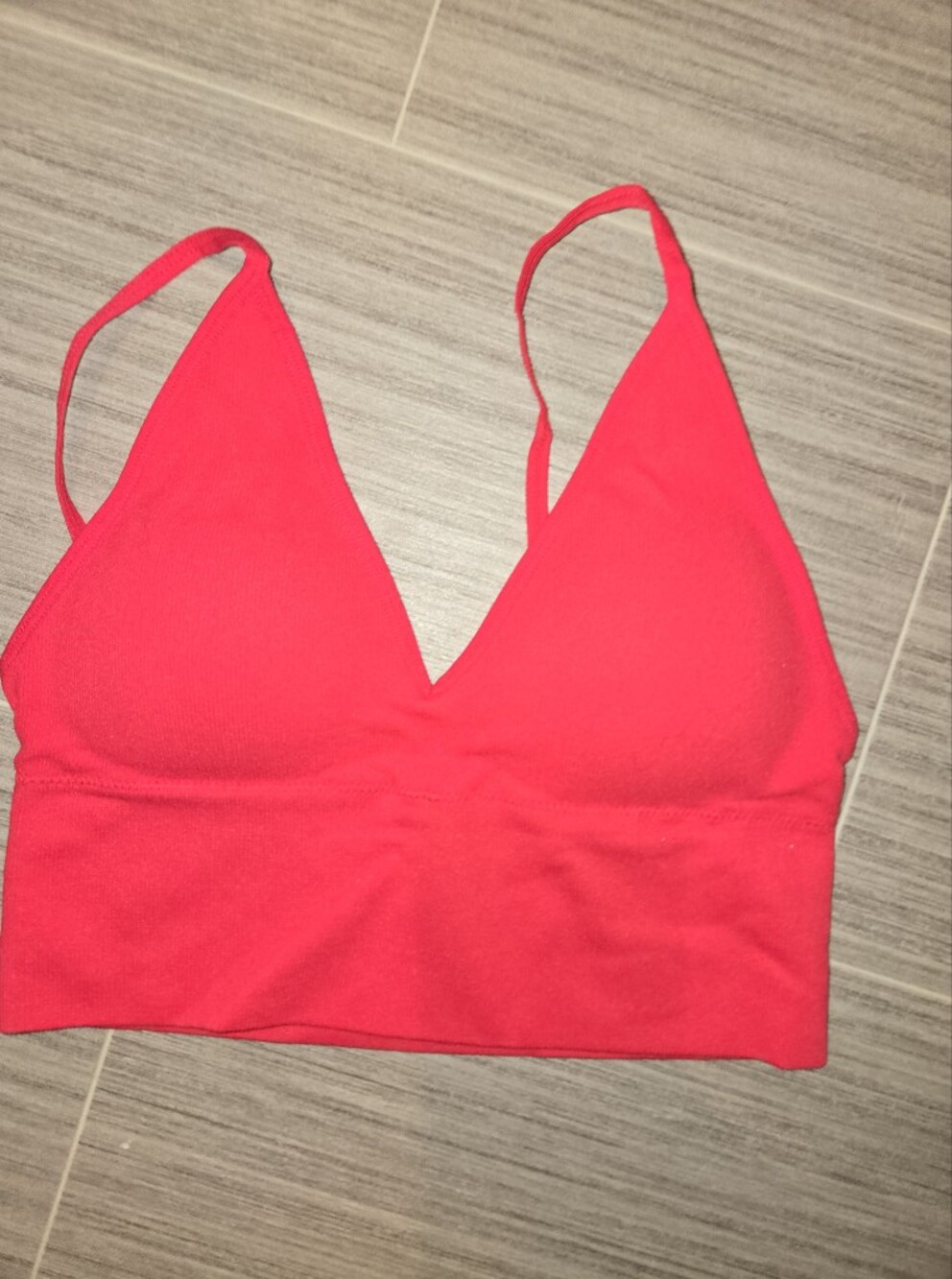 Zenana Outfitters Red V-Neck Bralette with Thin Straps S/M